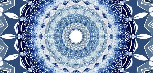 partial view of a blue geometric mandala-style design